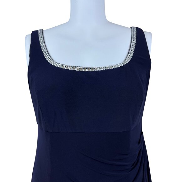 Jeanne Alexander Women's Navy Polyester Embellished Gown W/ Bolero Jacket Sz 20W - Picture 7 of 11